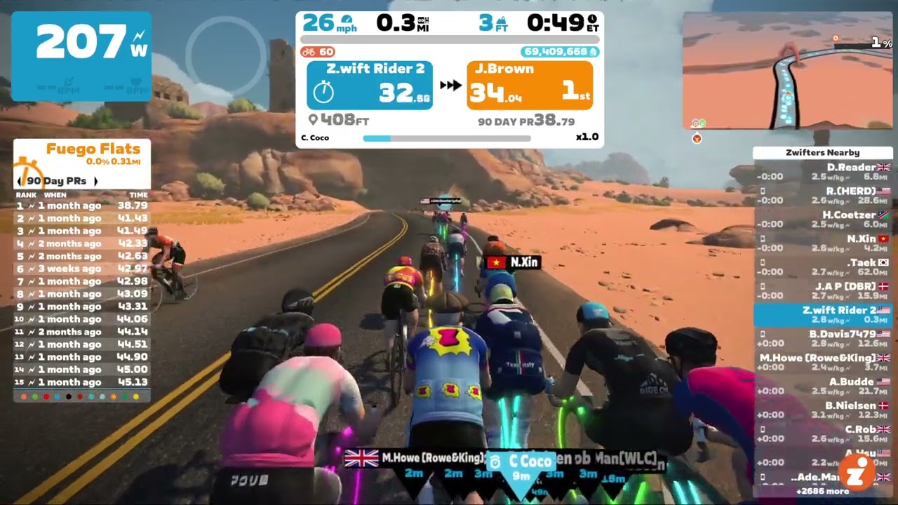 Zwift with springy cam disabled