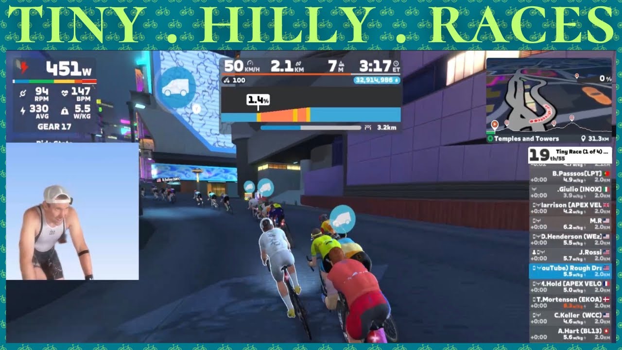 4 Races, 4 uphill Finishes!?  Zwift Tiny Races were a Complete Uphill Battle!