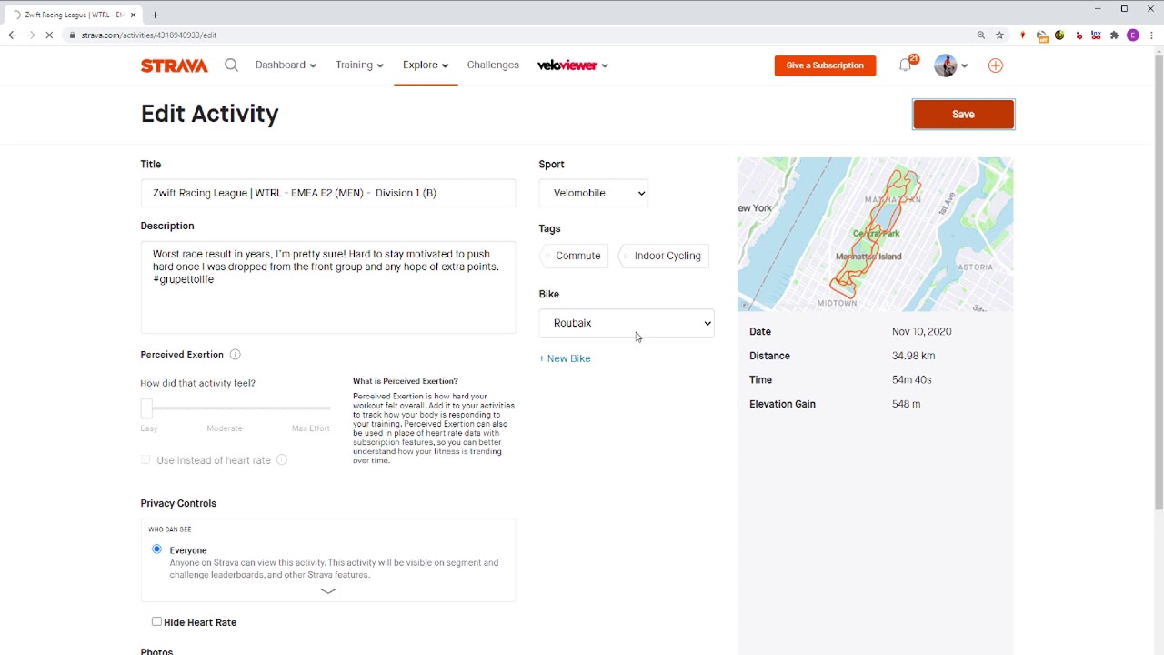 Activity Type Hack - Get Strava to Match New Segments on Past Zwift Rides