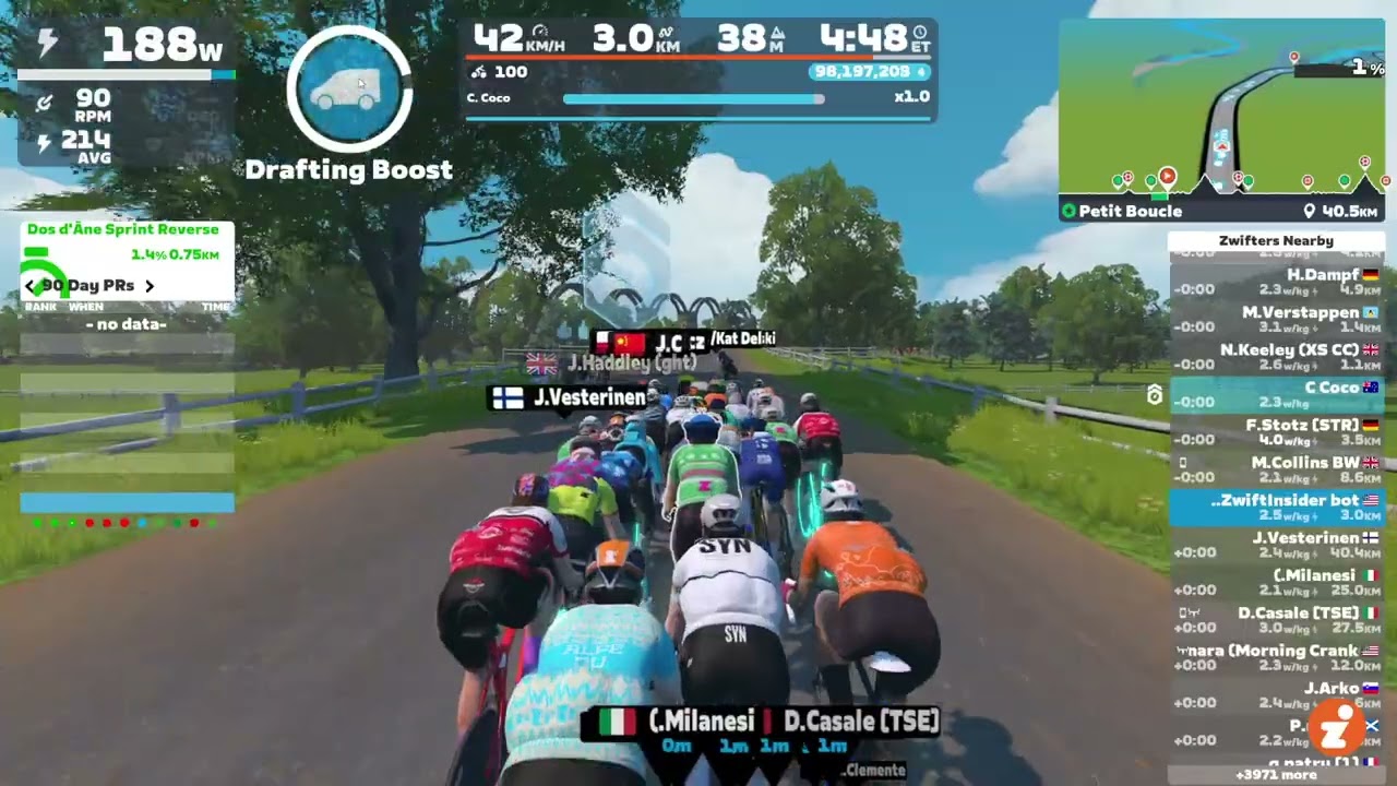 Using a Drafting Boost Powerup with Zwift's new Draft Indicator