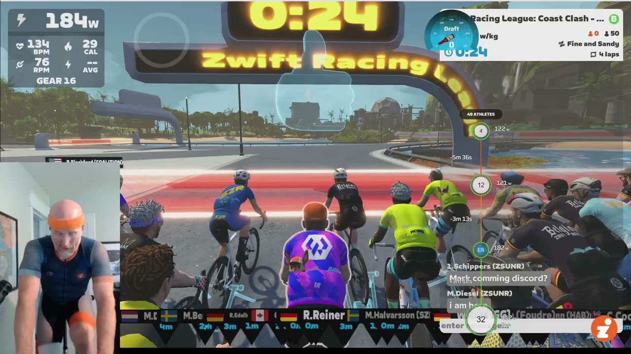 Zwift Racing League Points Race on Fine and Sandy (Lime B1 Dev Division)