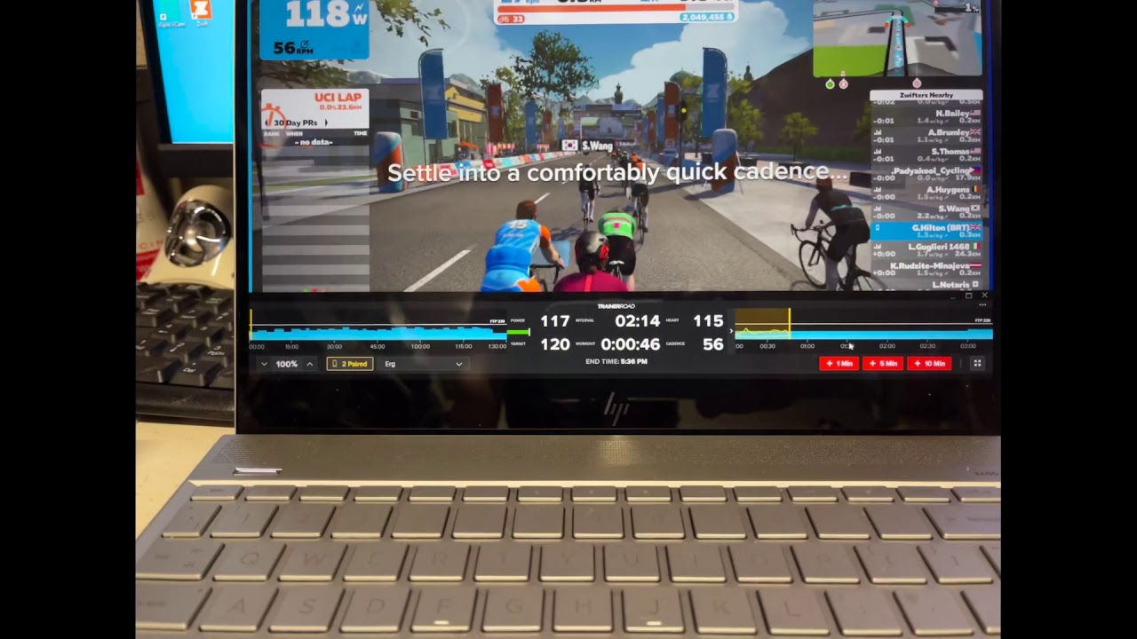 TrainerRoad and Zwift on a laptop via Bluetooth   HD 1080p
