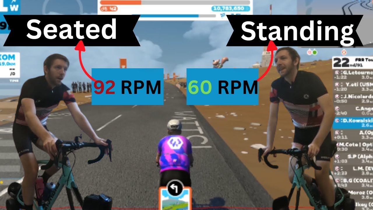 Spinning (Seated) vs Grinding (Standing), which is more efficient for Zwift Racing?