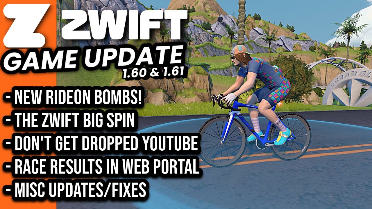 ZWIFT Game Updates v1.60 & v1.61: New RideOn Bomb Animations // Zwift Big Spin // Web Race Results