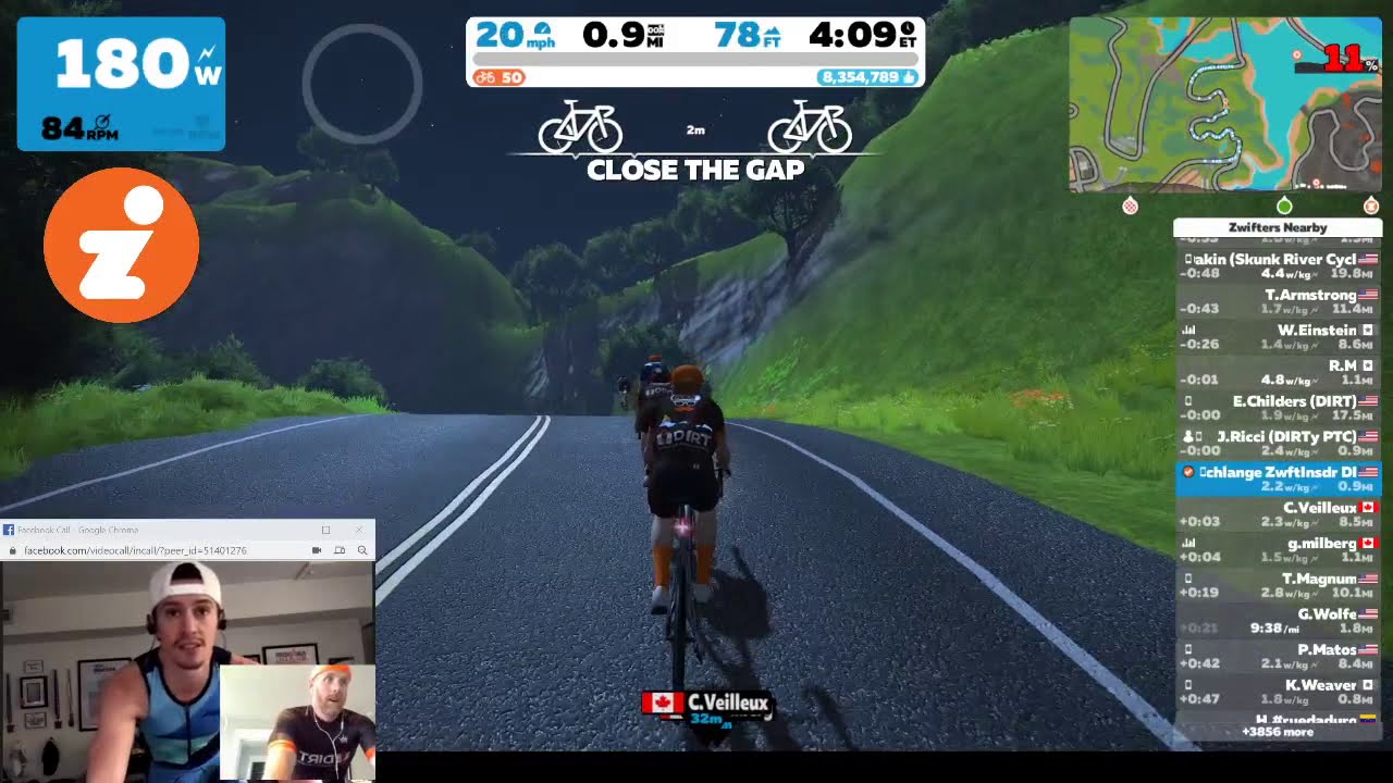 Zwift with video conference