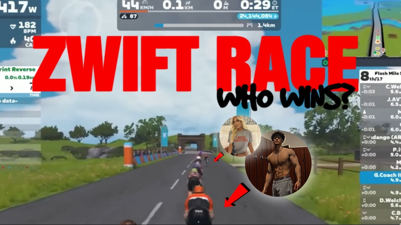 Fit Girl Vs Bodybuilder In A Zwift Race