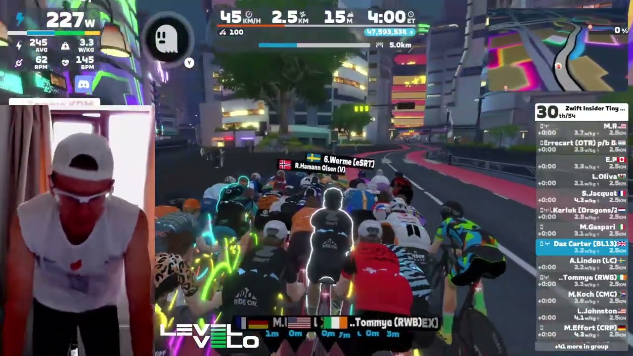 Zwift Tiny Race 1 - using the Ghost (3rd)