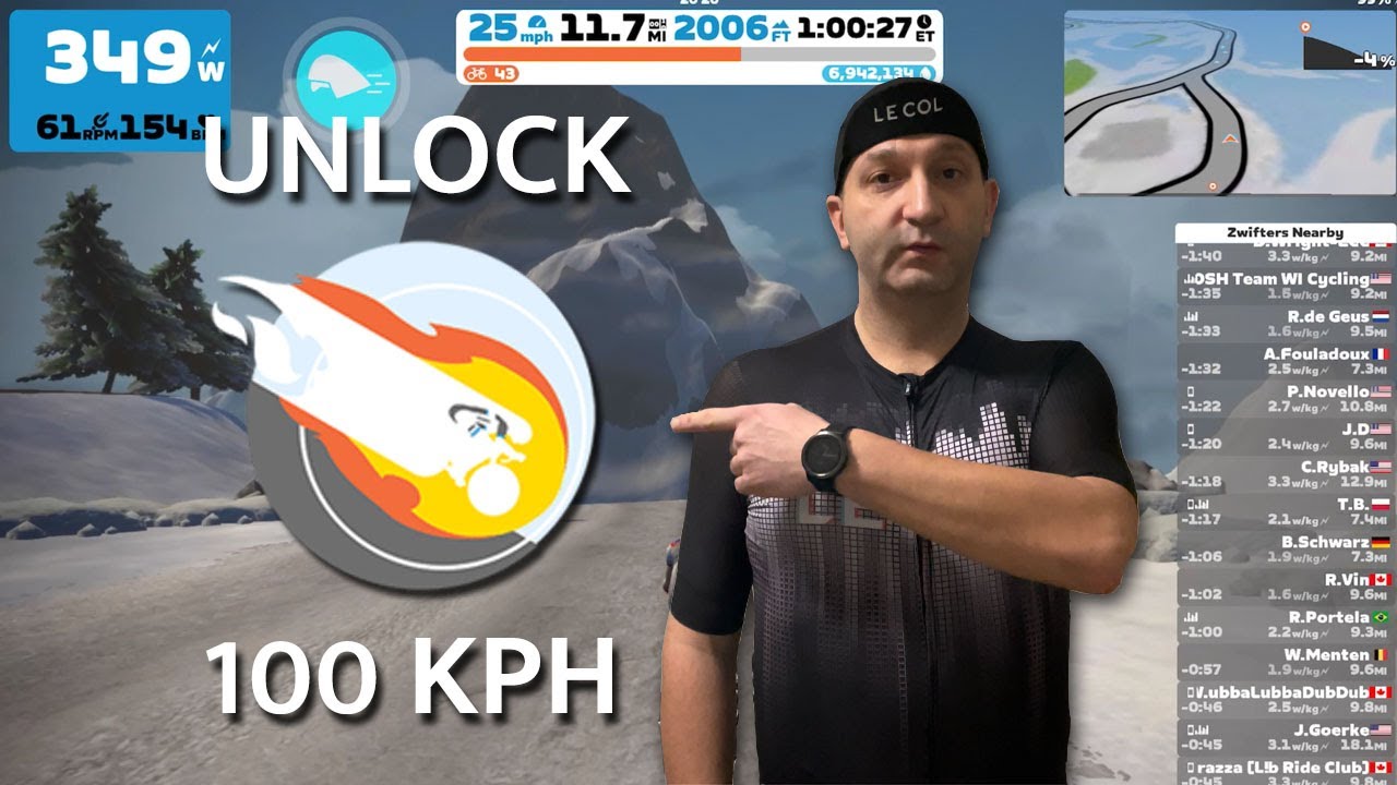 Zwift 100 KPH unlocked // How to #indoortraining #zwift