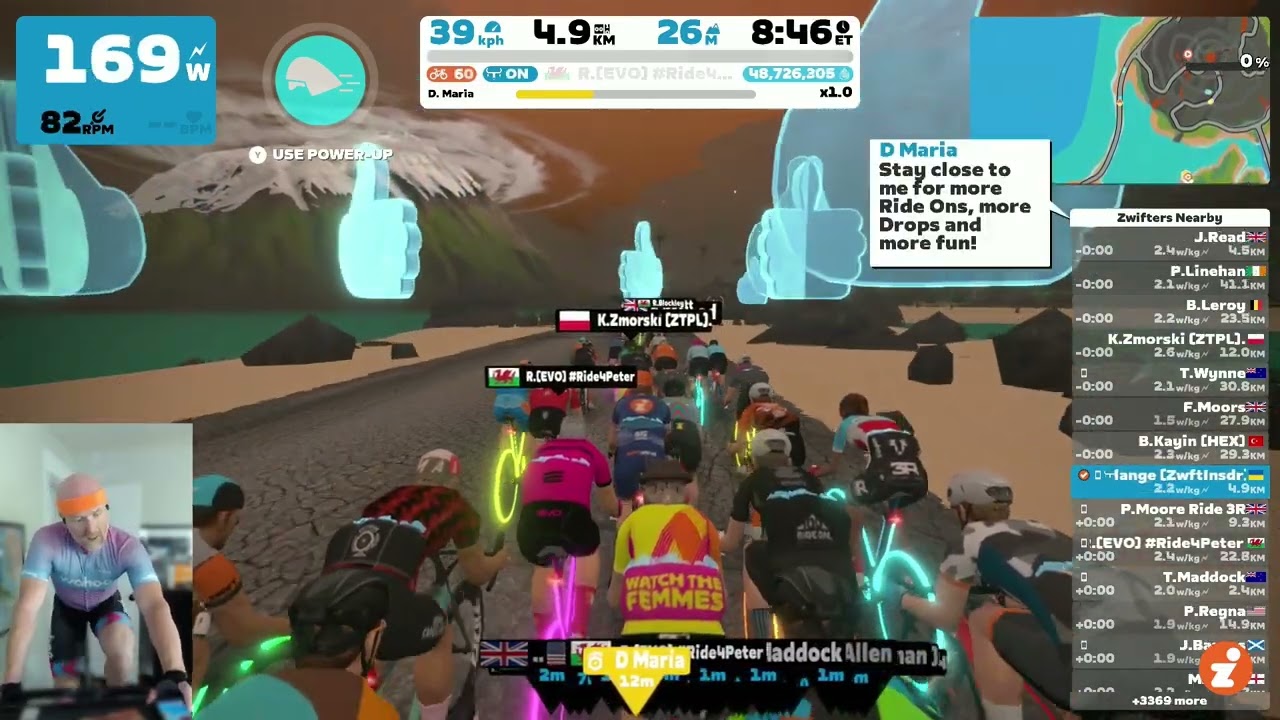Sharing the Love on Zwift: Mega Ride On Bombs with Play + Companion
