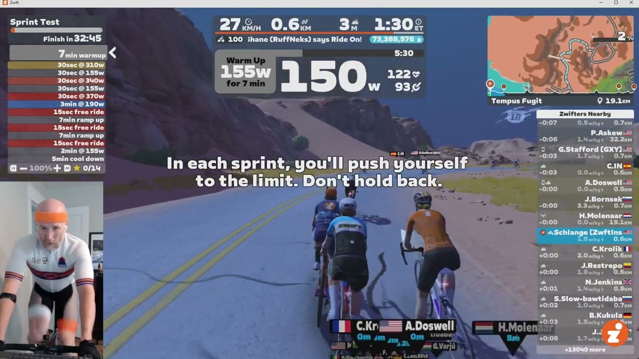 Zwift Camp: Baseline Sprint Test