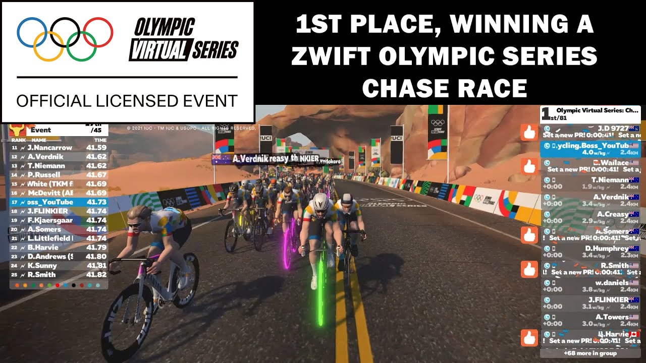 1st Place Win in Zwift Race - Olympic Virtual Series Chase Race - Category C - Tips and Tricks