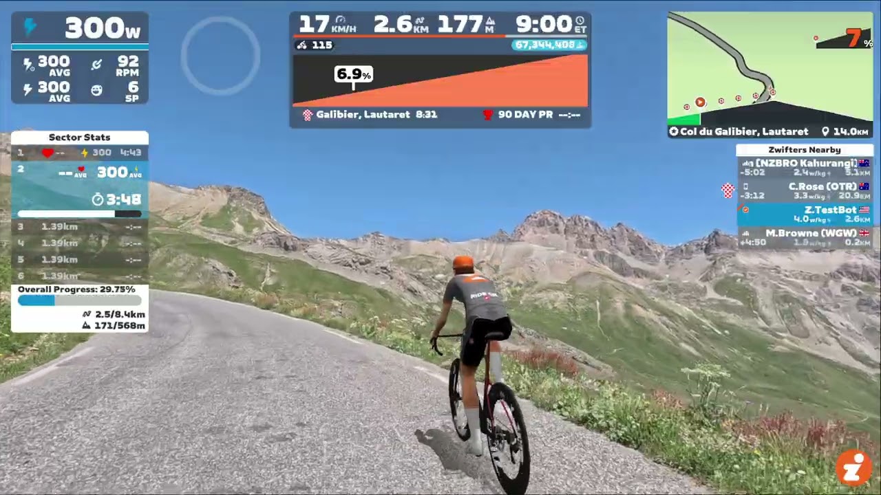 Zwift Video Ride Through: Col du Galibier, Lautaret