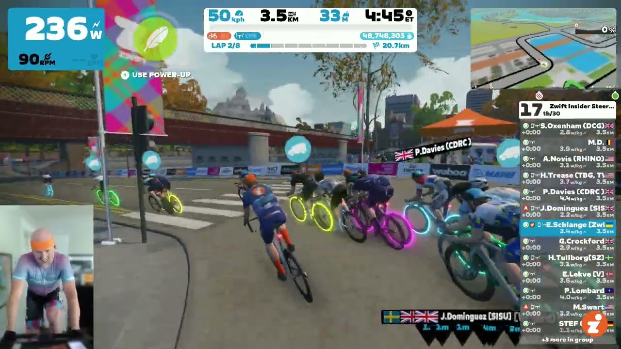 Zwift Steering Race on Glasgow Crit Circuit