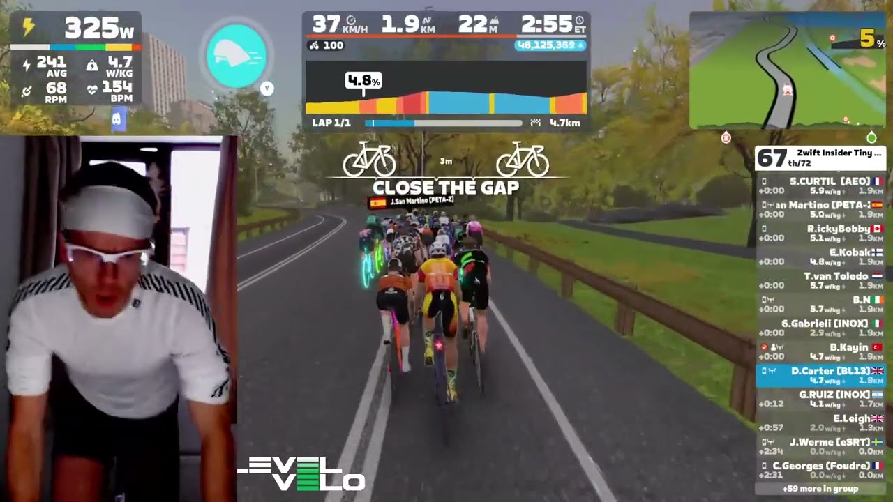 Zwift Tiny Race 2/4 (A) - 1.8km break for the line