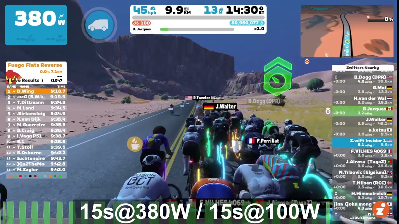 100W/380W with Jacques on Tron bike