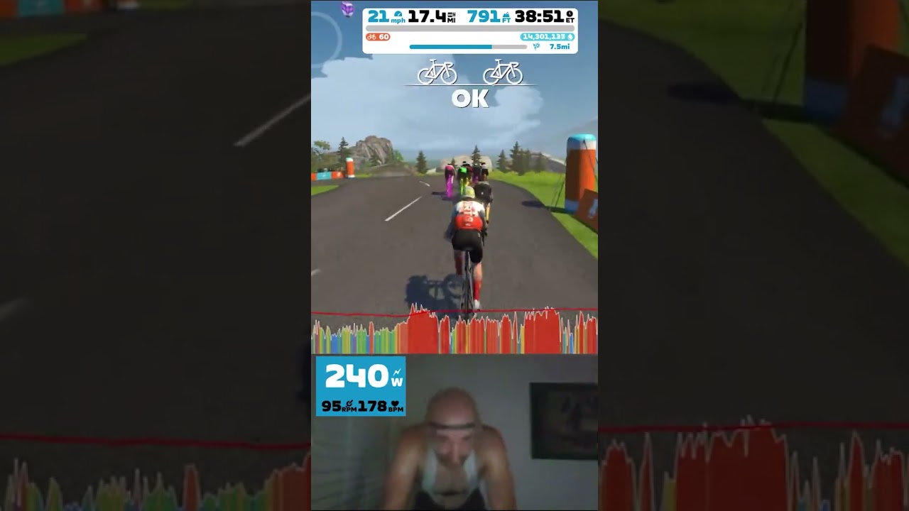 Zwift Sprint FIREWORKS! 900 watt sprint for Chasing Yellow Stage 1 #shorts