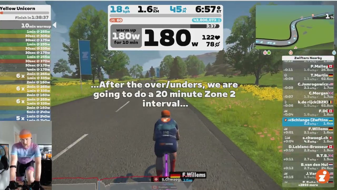 Yellow Unicorn Workout // Zwift "Build Me Up" Training Plan // Week 3