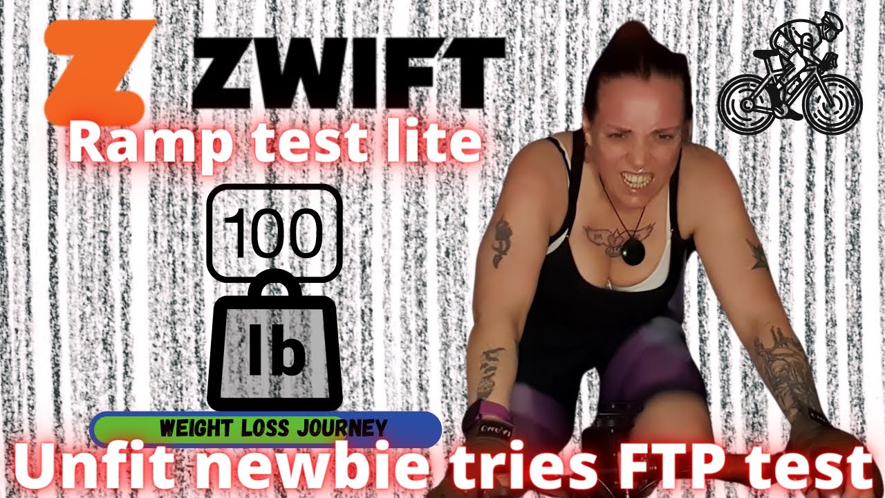 Zwift ramp test lite. Unfit noob tries FTP test. 100lb weight loss journey. Turbo trainer FTP test.