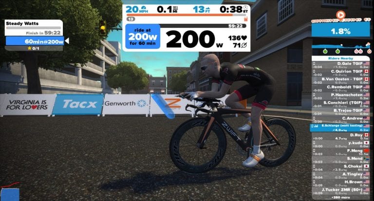 Zwift Weight/Watt/Equipment Speed Tests