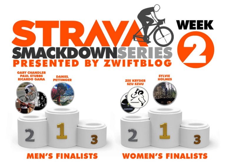 Strava Smackdown Series week 2 winners