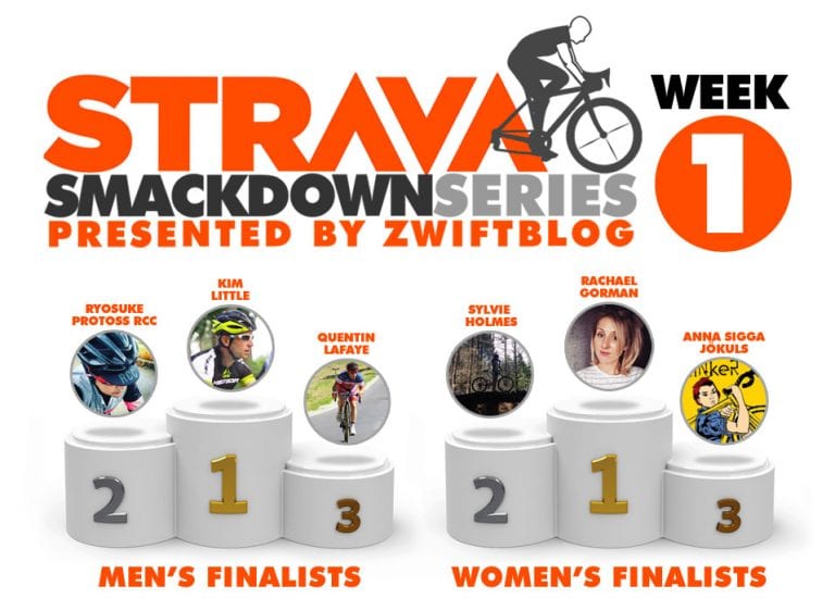Strava Smackdown Series, week 1 winners
