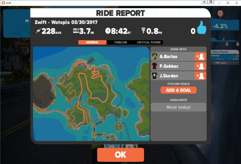 Zwift v1.0.17198 released with Ride Report feature