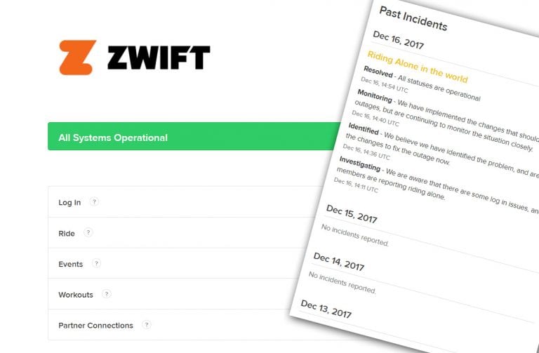 Zwift System Status Monitor is Now Available