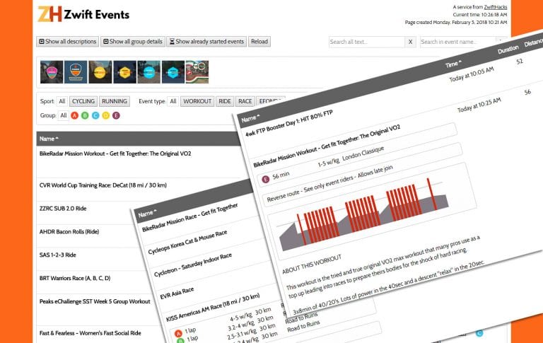 Use ZwiftHacks to Get More Info about Zwift Events