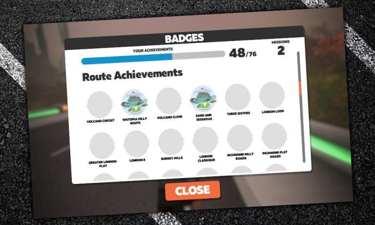 Route Achievement Badges and XP in Zwift