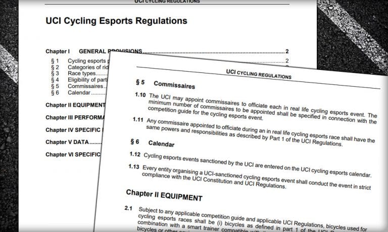 UCI Publishes Cycling Esports Regulations