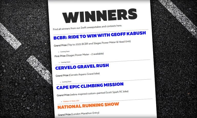 Wondering Who Won a Zwift Prize Giveaway? Here’s Your Link…