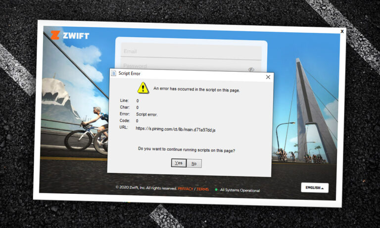 What is this script error in Zwift’s login launcher?