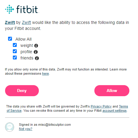 fitbit heart rate zwift