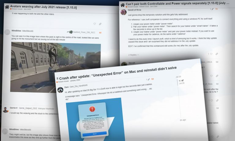 Details and Workarounds for 5 Bugs in Zwift’s July Release
