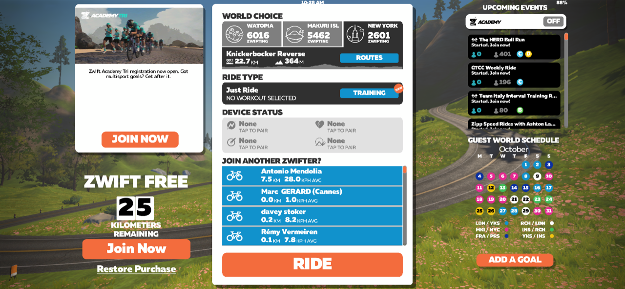 Zwift cheap monthly fee