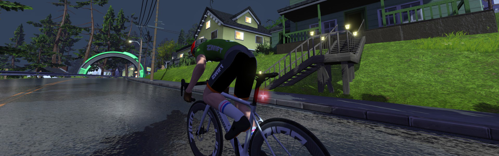 Sasquatch Sprint Reverse (Watopia) Zwift Segment Details Header Image