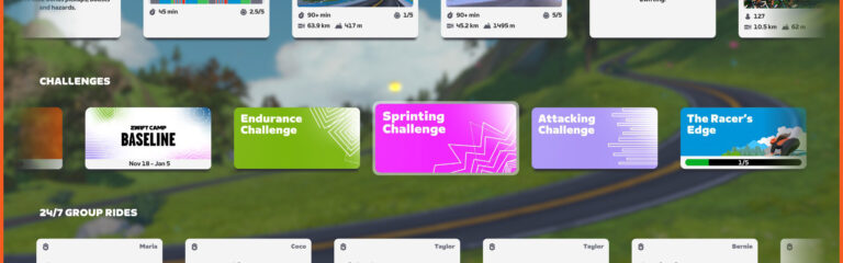 Zwift Camp: Baseline Follow-Up Challenges Now Available – Sprinting, Attacking, Endurance